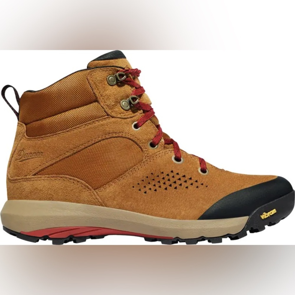 Danner Women's Tan Suede Lace-Up Boots with Red Laces